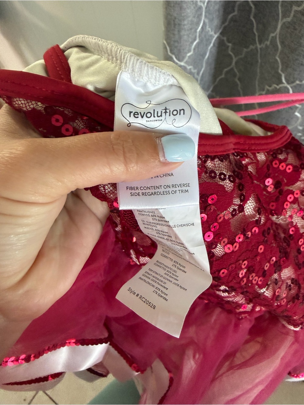Revolution Red Sequin Lace Chemise with Sheer Hem